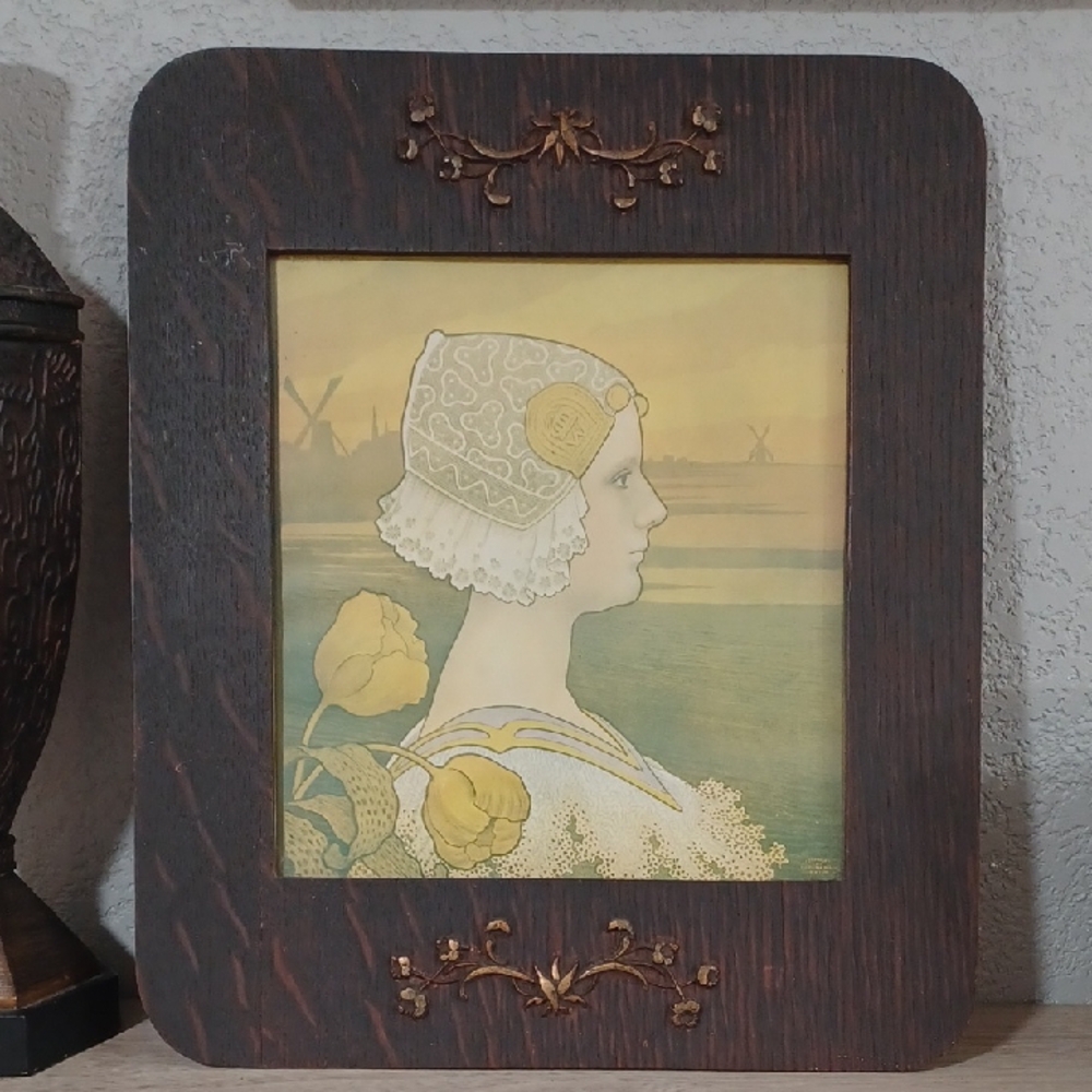 Antique Paul Berthon Queen Wilhelmina Lithograph Art French Art Lady Art